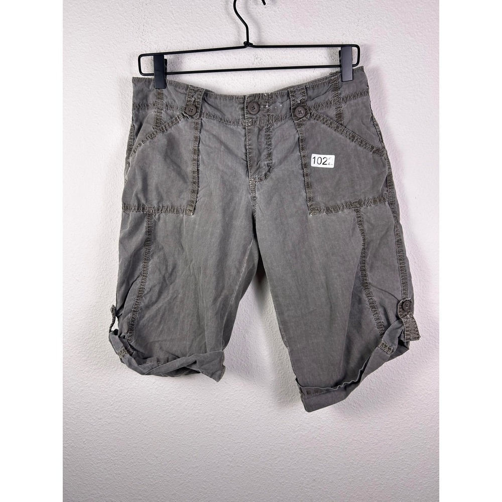 Old Navy Women Gray Low Waist Cargo Bermuda Shorts Size 4 Adjustable Cuffs